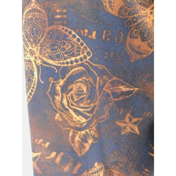 No Boundaries Leggings Womens Small Medium Black Orange Tattoo Print Butterfly - Picture 9 of 12